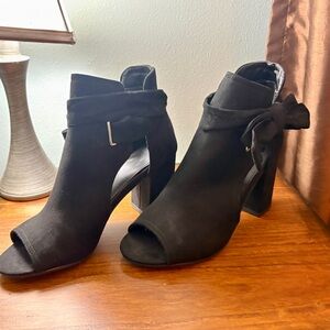 JustFab Black Peep-Toe Ankle Booties